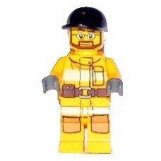 cty300 Fire - Bright Light Orange Fire Suit with Utility Belt, Black Short Bill Cap, Beard and Glasses 